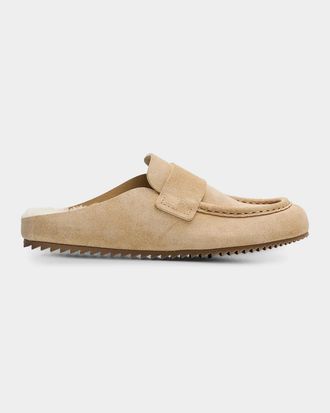 Pedro Garcia Bilma Shearling-Lined Suede Mules
