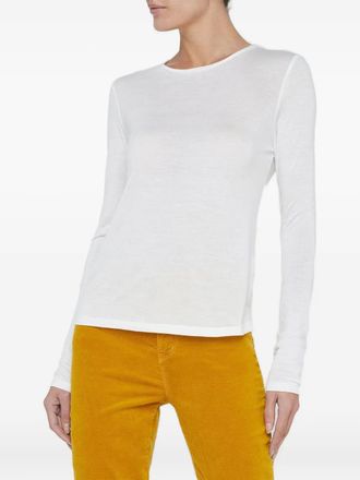 L'agence Ayla long-sleeve round-neck T-shirt - women - Micromodal/Cashmere - M - White