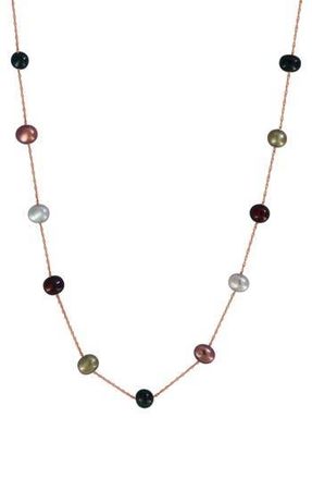 Effy Multicolor Freshwater Pearl Station Necklace in Rose Gold Multi at Nordstrom Rack, Size 18