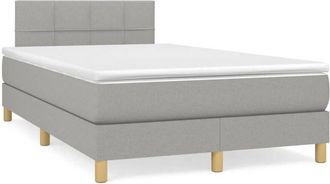 vidaXL Cama Box Spring Con Colch&oacute;n Tela Gris Claro 120x190 Cm Vidaxl