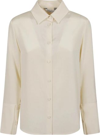 Max Mara Voliera Zijden Cady Blouse - Dames - Overhemden - Beige - S - Overhemden
