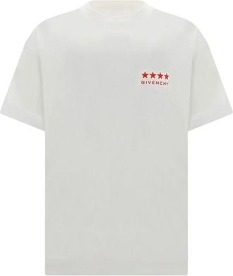 Givenchy T-Shirts, male, White, S, 4-Star Printed Logo T-Shirt
