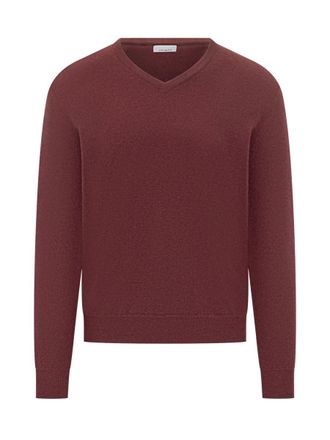 Malo Malo Bordeaux Wool V-Neck Sweater