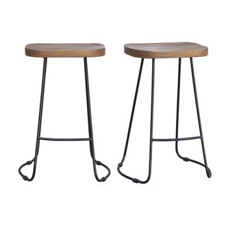 Miliboo Miliboo - Taburetes De Bar Mango Y Metal 65 Cm (lote De 2) Runko