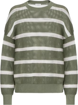 Brunello Cucinelli Maglione a righe - Verde