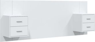 vidaXL Cabecero De Cama Con Mesitas Madera Contrachapada Blanco Vidaxl