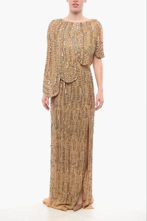 Elisabetta Franchi Maxidress Paillettato con Design a Cappa Elisabetta Franchi