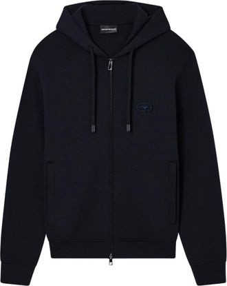 Emporio Armani Double Jersey Zip-Up Hooded Sweatshirt - Heren - Vesten met rits - Blauw - L - Hoodies & sweatvesten