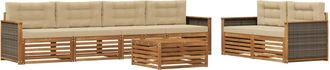 vidaXL Set Di Divani Da Esterno 7 Pz Naturale E Beige Vidaxl
