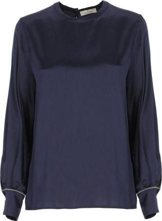 PANICALE Panicale, Dames, Blouses & Shirts, Blauw, Maat: XS Satijn