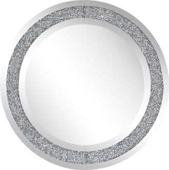 Beliani Espejo Colgante De Pared Plateado Redondo 70 Cm Estilo Moderno Glamour Erbray