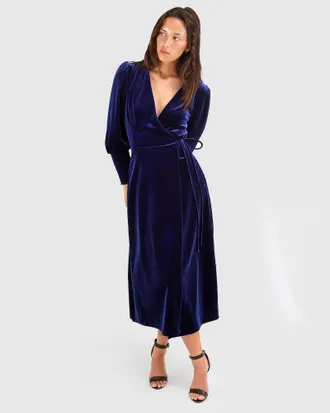 Belle & Bloom Current Mood Velvet Wrap Dress