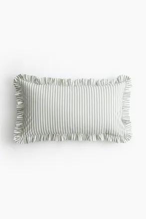 H&M Kopfkissenbezug mit Volantbesatz - Mintgr&uuml;n/Gestreift