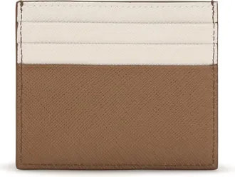 Prada Mens Saffiano Leather Card Holder Cuoio+talco Calf Bos Taurus Wallet