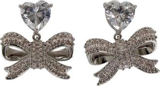Self Portrait Crystal Bow Earrings - Dames - Oorbellen - Grijs - ONE Size - Accessoires