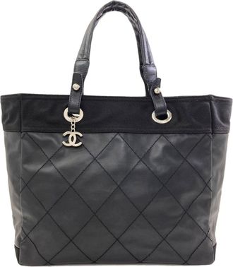 Chanel Black Coated Canvas Tote Bag (Pre-Owned)