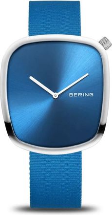 Bering Horloge Ocean Pebble MET Gerecycled Oceaanplastic blauw 18040-308 - unisex - Horloges - Blauw - ONE Size - Accessoires