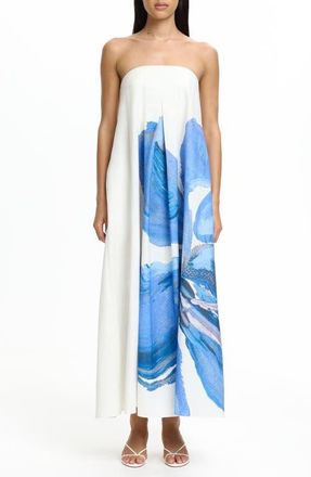 Significant Other Parisa Placed Floral Strapless Cotton Maxi Dress in Spliced Bloom at Nordstrom, Size 12 Us