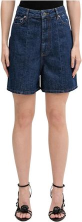 Marine Serre Panelled Denim Shorts - Dames - Denim shorts - Blauw - XS - Denim - Korte Broeken