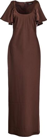 Rotate ROTATE Birger Christensen, Gowns, female, Brown, Size: M Satin Flowy Sleeve Maxi Dress