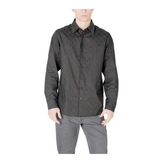 A|X Armani Exchange Casual Shirts, male, Black, Size: XS LongSleeve Geometric Dress Shirt