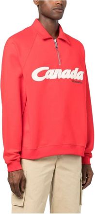 Dsquared2 Sweatshirt van katoen met logoprint - Heren - Sweatshirts - Rood - S - Katoen - Hoodies & sweatvesten