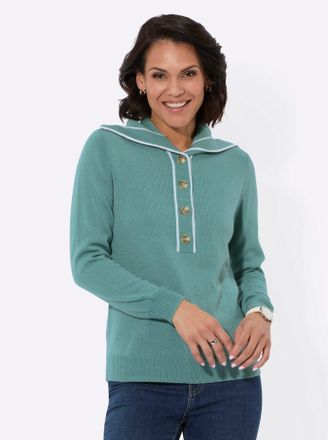 Casual Looks Troyer CASUAL LOOKS Pullover, Damen, Gr. 36, gr&uuml;n (jade), 100% Polyester, unifarben, Pullover Troyer