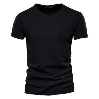 Generic Slim Fit T Shirt Men Cotton Short Sleeve Casual Solid Color Round Neck Summer T Shirts Classic Basic Stylish Comfy Daily Sport Running Tshirt Breathab