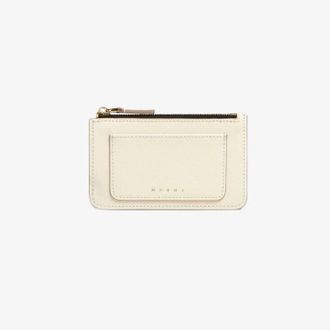 Marni Womens Saffiano Leather Card Case In Talc Grey