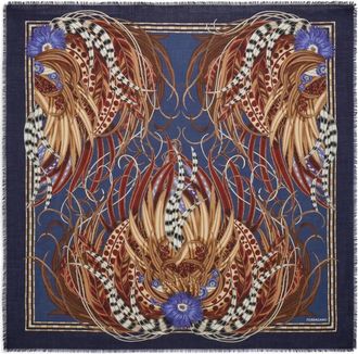 Ferragamo Sciarpa con stampa Rooster - Blu