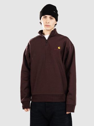 Carhartt Work in Progress Half Zip American Script Half-Zip Jersey marr&oacute;n