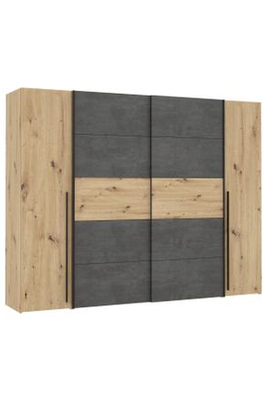 CARRYHOME Kleiderschrank, Grau, Eiche Artisan, Holzwerkstoff, 10 Fächer, 270.3x210x61.2 cm, Schlafzimmer, Komplette Schlafzimmer und Serien