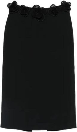 DAVID KOMA 3D Lace Flower Embroidered Midi Rok - Dames - Korte rokken - Zwart - M - Leer - Rokken