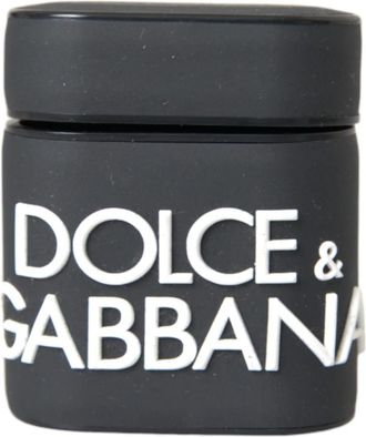 Dolce & Gabbana Silicone Airpods Case met Reli&euml;flogo - unisex - Telefoonaccessoires - Zwart - ONE Size - Accessoires