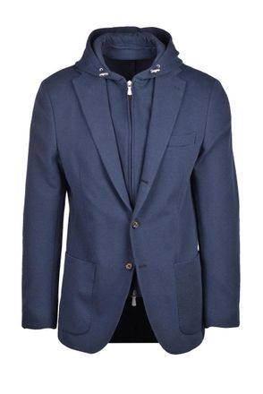 Eleventy Mens Jacket Blue with Bib