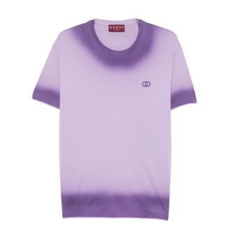 Gucci T-Shirts, female, Purple, Size: S G-embroidery T-shirt