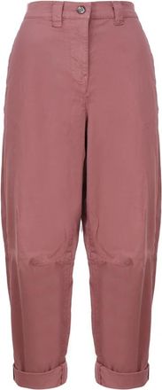 Pinko Cotton Elastan Broek - Dames - Broeken - Roze - M - Katoen - Broeken