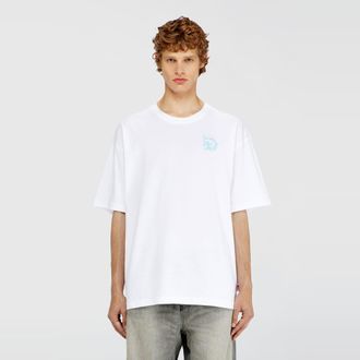 Diesel Jersey T-shirt with flocked print - T-Shirts - Man - White