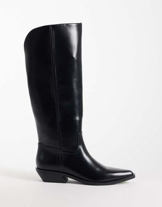 Asos Carina stivali western al ginocchio neri-Nero
