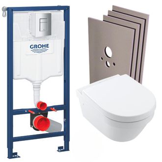 GROHE Pack Wc Bastidor Rapid Sl + Taza Villeroy&boch Architectura Con Fijaciones Invisibles + Placa Cromada + Paneles - Grohe