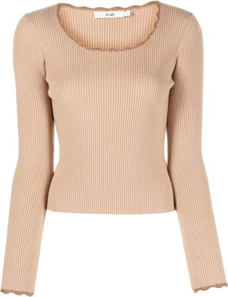 B+ab scallop-edge ribbed-knit jumper - women - Viscose/Polyester/Polyamide/Wool - S - Neutrals