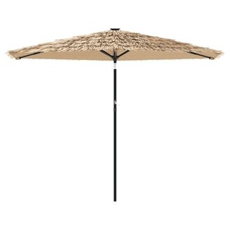 Berkfield Home Durable Garden Parasol with Steel Pole Brown 288x288x225 cm in Tan | Size: 288 x 288 x 225 cm