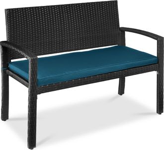 Best Choice Products 2-Person Outdoor Wicker Bench Garden Patio Porch Furniture w/ 700lb Capacity, Cushion