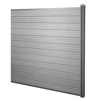 Hhg [nunca Usado] Biombo Wpc Sarthe, Valla Cortaviento, Poste Wpc, Elemento De Prolongaci&oacute;n, 1.88m Gris