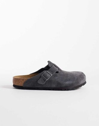 Birkenstock Boston - Zoccoli unisex in camoscio antracite-Grigio