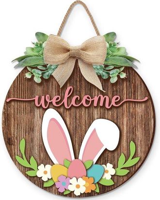 OEM 2 Colgadores De Pascua - Conejito De Bienvenida, Letrero R&uacute;stico De Madera Para Pascua (3030cm)