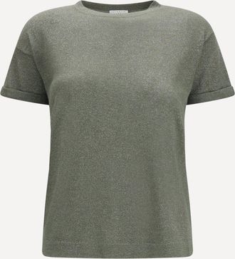 Brunello Cucinelli Cashmere glitter T-shirt Female L