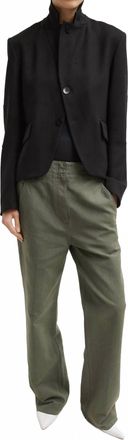 Tibi Distressed Garment Dyed Cotton Dobby Barry Jean In Ash Green