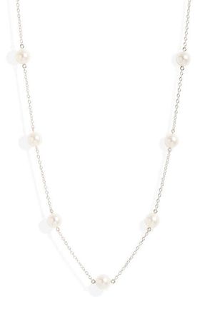 Mikimoto Akoya Pearl Station Chain Necklace in White Gold at Nordstrom, Size 18