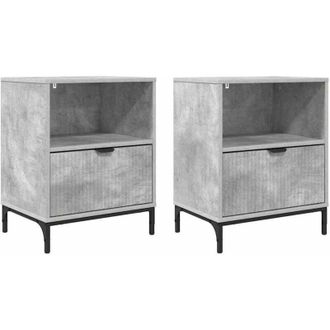 vidaXL Bedside Tables with Drawer 2 pcs Concrete grey 49 x 36 x 61 cm vidaXL